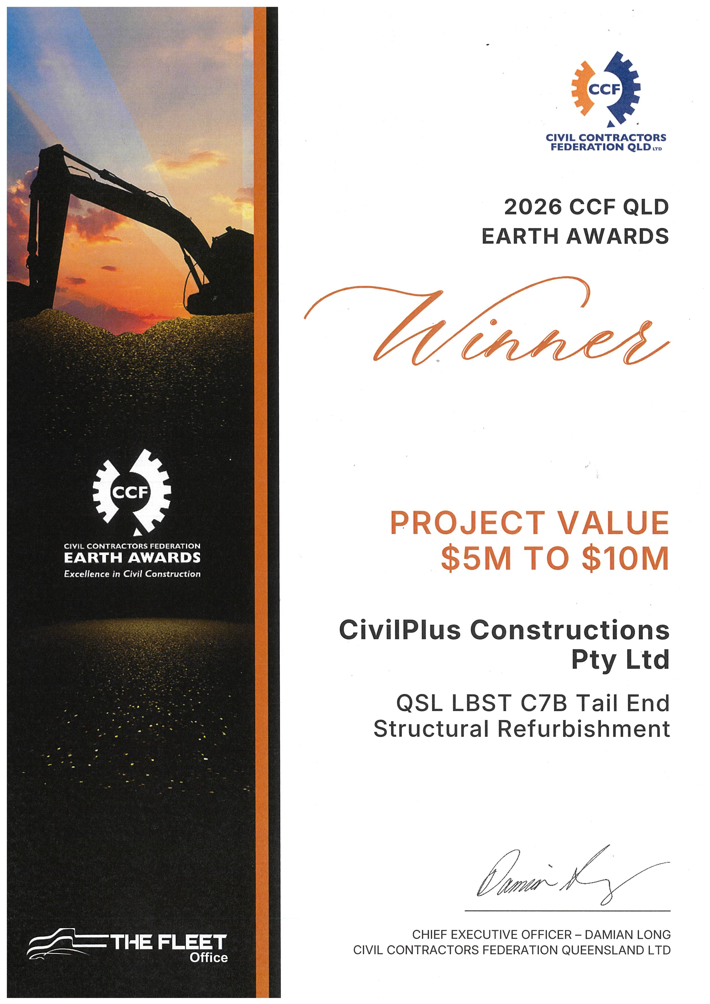 2026 CCF QLD Earth Awards - $5M - $10M 