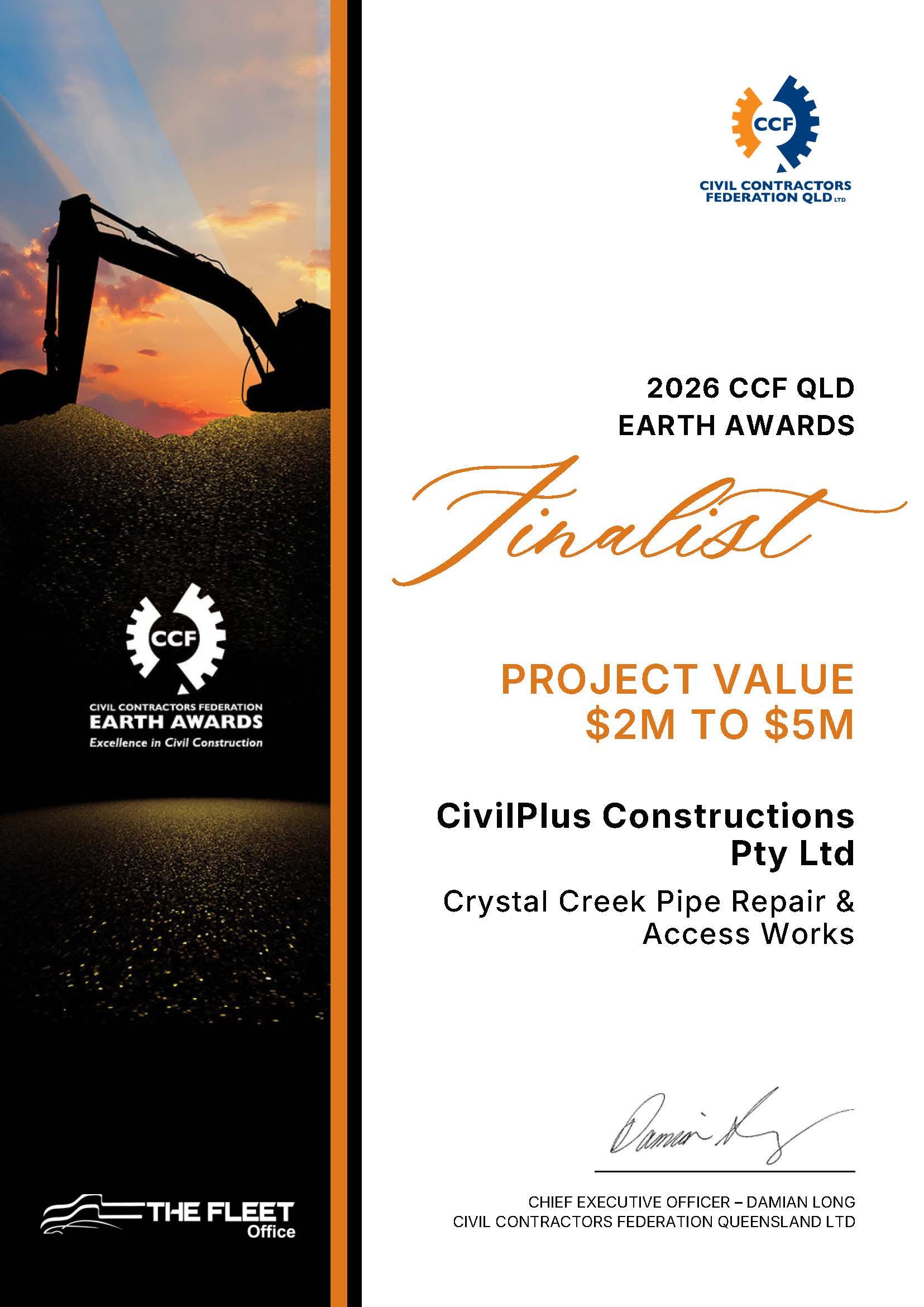 2026 CCF QLD Earth Awards - $5M - $10M 