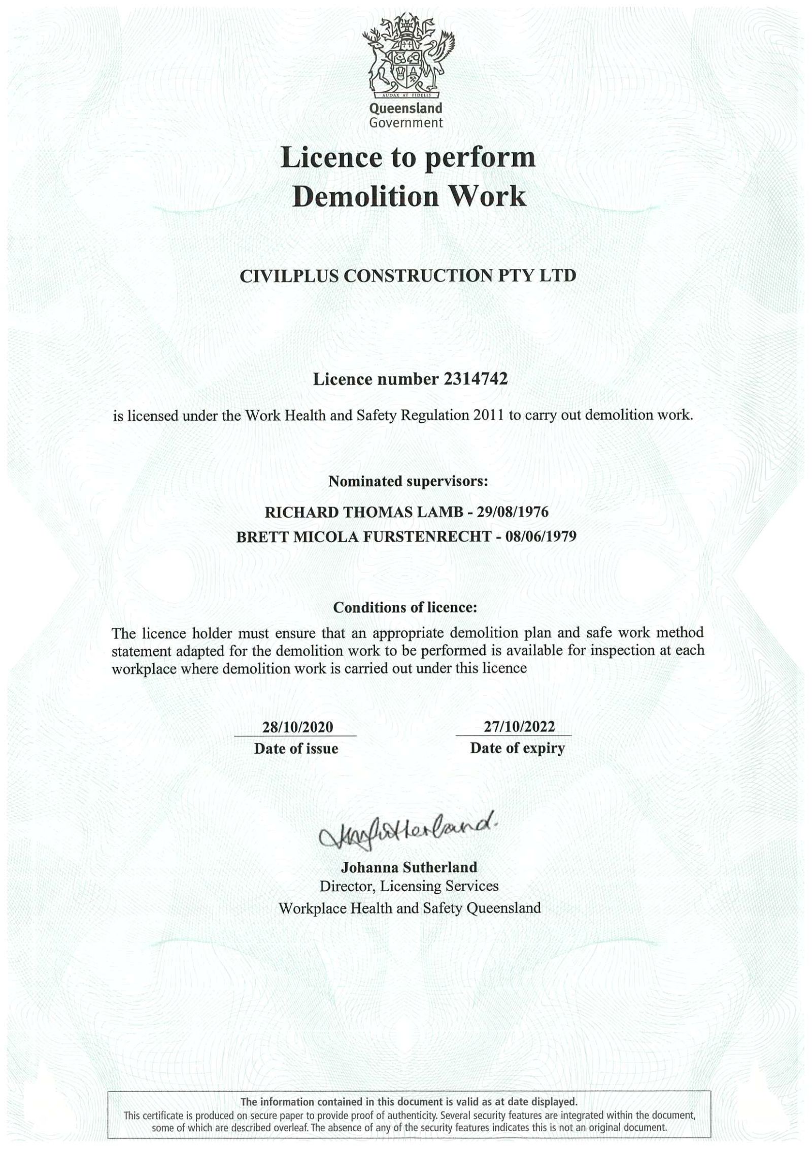 Awards and Certifications CivilPlus Constructions Pty. Ltd